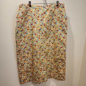 SUSAN BRISTOL Casual  Floral Midi Skirt 100% Cotton With Pockets Plus Size 18W